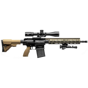 H&K 81000498 MR762 A1 Long Range Package III 7.62x51mm NATO Caliber with 16.50 in Barrel, 20+1 Capacity, Black Metal Finish, FDE Adjustable Stock & Polymer Grip Right Hand Includes Scope & Bipod, Rifle