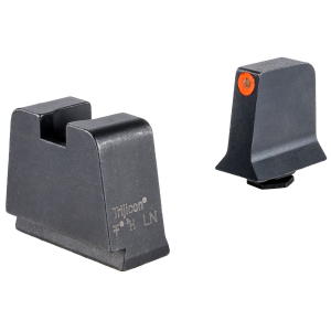 Trijicon GL243C601146 Suppressor/Optic Height Sights Green/Tritium Orange Outline Front Sight-Black/Blank Rear Sight Glock 42/43/43X Slim Frame, Handgun Sight