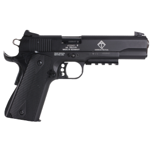 GSG GSG1911ADOP M1911 ADOP 22 LR 10+1 5 in Black Steel/Threaded Barrel & Serrated Slide, Zinc Alloy w/Accessory Rail & Beavertail Frame Black Double Diamond Polymer Grip, Pistol
