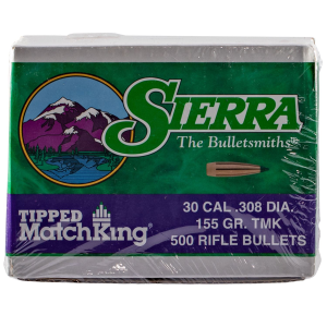 Sierra 7755C Tipped MatchKing 30Cal 155gr Tipped MatchKing 500/Box, Reloating Bullets