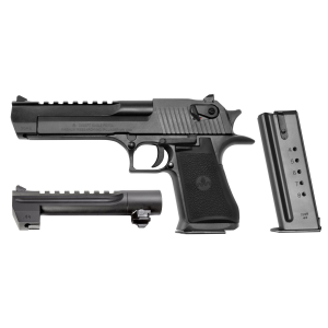 Magnum Research DE50WB6 Desert Eagle Mark XIX Conversion Combo 50 AE/44 Rem Mag 7+1/8+1, 6 in Black Carbon Steel w/Picatinny Rail Barrel, Black Serrated Carbon Steel Slide & Frame w/Beavertail, Black Rubber Grip, Safety, Right Hand, Pistol