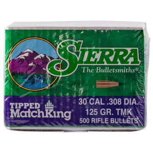 Sierra 7725C Tipped MatchKing 30Cal 125gr Tipped MatchKing 500/Box, Reloating Bullets