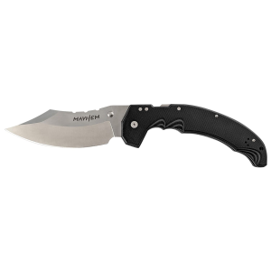Cold Steel CSFL60DPLM Mayhem 6 Fold Clip Point Modified Cleaver Plain Satin AUS-10A SS Blade/7.20 Black Contoured G10 Handle Includes Pocket Clip, Knife