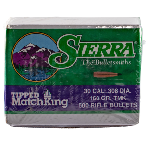 Sierra 7768C Tipped MatchKing 30Cal 168gr Tipped MatchKing 500/Box, Reloating Bullets