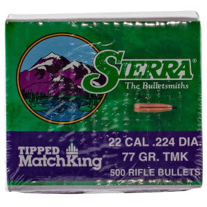 Sierra 7177C Tipped MatchKing 22Cal 77gr Tipped MatchKing 500/Box, Reloating Bullets