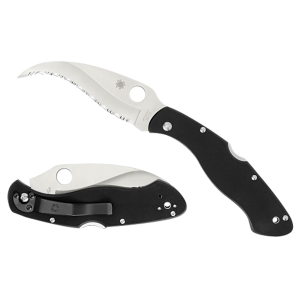 Spyderco C12GS Civilian CLIPIT 4.09 in Folding Serrated Satin VG-10 SS Blade/ Black Textured G10 Handle Includes Pocket Clip, Knife