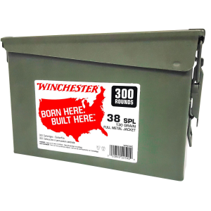 Winchester WW38C USA Can 38Special 130gr Full Metal Jacket 300 Per Box/2 Case Centerfire, Handgun Ammunition
