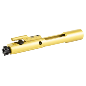 Faxon Firearms Bolt Carrier Group, 5.56NATO, Fits AR-15, Titanium Nitride PVD Coated Bolt Carrier and Gas Key, Gold, Salt Bath Nitrided Bolt, Black FF556BCGCNITRIDE-TiN