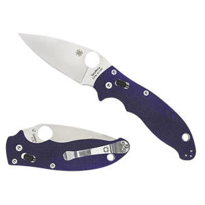 Spyderco C101GPDBL2 Manix 2 3.37 Fold Plain Satin CPM S110V Blade/Dark Blue Textured G10 Handle Includes Pocket Clip, Knife