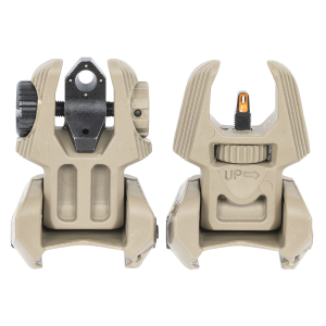 Meprolight USA 403440 FUBS Self Illuminated Flip Backup Sights Desert Tan-Orange Front Sight /Green Rear Sight for AR-15