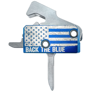 Rise Armament Super Sporting Trigger, Back the Blue, Flat, Fits AR-Rifles, Anodized Finish, Black and Blue RA-140F-BTB