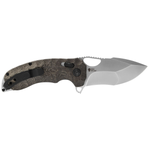 S.O.G SOG12270157 Kiku XR 3.03 in Folding Tanto Plain Satin CTS XHP Steel Blade Deep Textured Green Linen Micarta Handle Includes Belt Clip, Knife