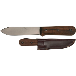 Ka-Bar BK62 Becker Kephart 5.13 in Fixed Drop Point Plain Satin Stonewashed 1095 Cro-Van Blade, Walnut Handle, Includes Sheath, Knife