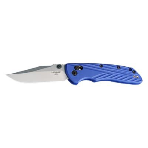 Hogue Deka, Folding Knife, CPM MagnaCut, Stone Tumble Finish, Silver, Plain Clip Point Edge, 3.25 in Blade, Blue Polyamide Nylon 12 Grips 24373
