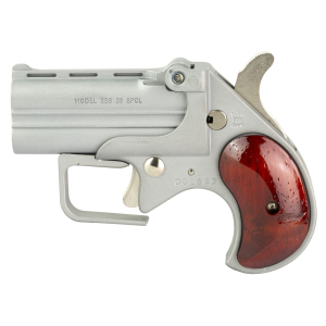 Old West Short Bore, Derringer, 38 Special, 2.75 in Barrels, Satin Finish, Silver, Rosewood Grips, 2 Rounds, Guardian Package, Trigger Guard SBG38SR