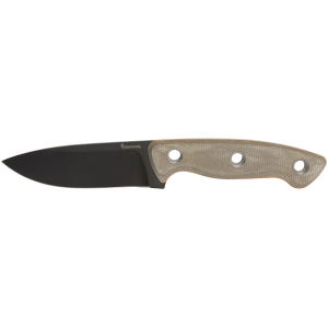 Browning 3220508B Desolation Small 3.75 Fixed Modified Drop Point Plain Black Powder Coated 440C SS Blade, Tan Micarta Laminate Handle, Knife