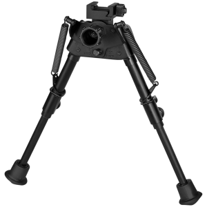 Harris Bipods SBRP Swivel BR Picatinny, 6-9 in, Black Steel/Aluminum, Rubber Feet