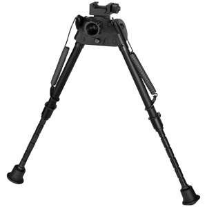 Harris Bipods SLMP Swivel L Picatinny, 9-13 in, Black Steel/Aluminum, Notched Legs, Rubber Feet
