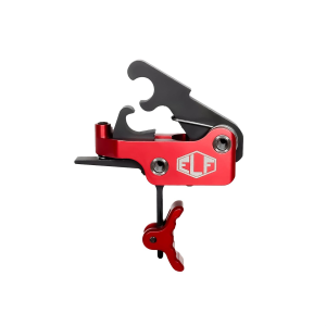 Elftmann Tactical SE Pro, Adjustable Trigger, Curved with Red Shoe, Fits AR-15, Anodized Finish, Red SE-PRO-R-C