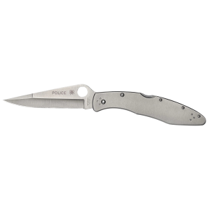 Spyderco C07P Police 4.13 in Folding Spear Point Plain VG-10 SS Blade Stainless Includes Pocket Clip, Knife
