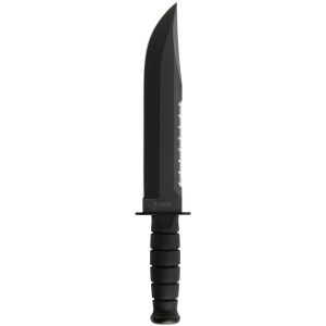Ka-Bar 2211 Big Brother 9.38 Fixed Top Serrated/Bottom Straight Plain Black 1095 Cro-Van Blade, Black Kraton G Handle, Includes Sheath, Knife