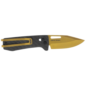 S.O.G SOG12630257 Ultra XR 2.80 in Folding Clip Point Plain Gold TiNi Cryo S35NV Steel Blade/Black Textured Carbon Fiber Handle Includes Pocket Clip, Knife