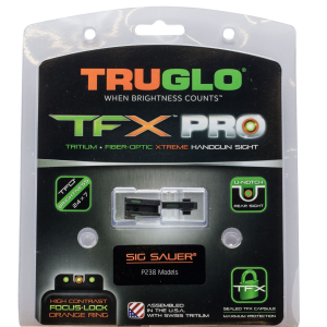 TruGlo TG13SG3PC TFX Pro Black | Green Tritium & Fiber Optic Orange Outline Front Sight Green Tritium & Fiber Optic Rear Sight