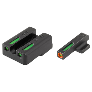 TruGlo TG13HP1PC TFX Pro Black | Green Tritium & Fiber Optic Orange Outline Front Sight Green Tritium & Fiber Optic Rear Sight