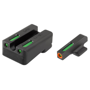 TruGlo TG13KM1PC TFX Pro Black | Green Tritium & Fiber Optic Orange Outline Front Sight Green Tritium & Fiber Optic Rear Sight