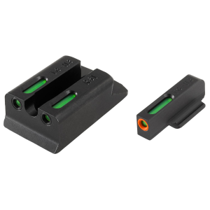 TruGlo TG13RS1PC TFX Pro Black | Green Tritium & Fiber Optic Orange Outline Front Sight Green Tritium & Fiber Optic Rear Sight