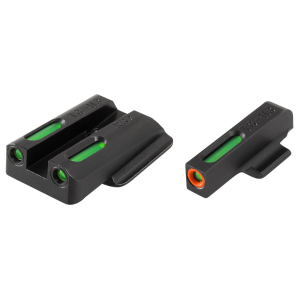TruGlo TG13RS2PC TFX Pro Black | Green Tritium & Fiber Optic Orange Outline Front Sight Green Tritium & Fiber Optic Rear Sight