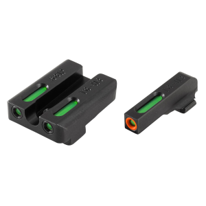 TruGlo TG13SG1PC TFX Pro Black | Green Tritium & Fiber Optic Orange Outline Front Sight Green Tritium & Fiber Optic Rear Sight
