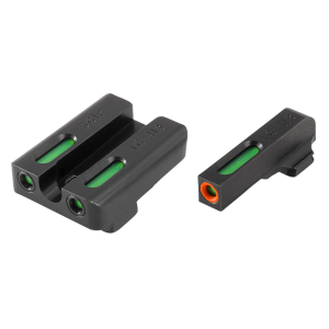 TruGlo TG13SG2PC TFX Pro Black | Green Tritium & Fiber Optic Orange Outline Front Sight Green Tritium & Fiber Optic Rear Sight