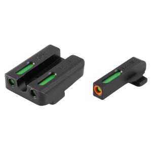 TruGlo TG13XD1PC TFX Pro Black | Green Tritium & Fiber Optic Orange Outline Front Sight Green Tritium & Fiber Optic Rear Sight