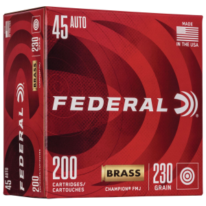 Federal WM52332 Champion Training 45ACP 230gr Full Metal Jacket 200 Per Box/5 Case Centerfire, Handgun Ammunition