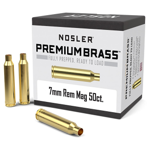 Nosler 10185 Premium Brass Unprimed Cases 7mmRemMag, Rifle Brass 50/Box