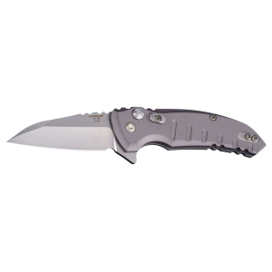 Hogue 24162 X1 MicroFlip 2.75 Fold Wharncliffe Plain Tumble Polish Tumble Polish CPM 154 SS Blade/Matte Gray Anodized Aluminum Handle Includes Pocket Clip, Knife