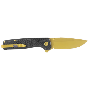 S.O.G SOGTM1033BX Terminus XR LTE 2.95 in Folding Clip Point Plain Gold TiCN Cryo CPM S35VN Steel Blade Black G10/Carbon Fiber Handle Features Box Packaging Includes Pocket Clip, Knife