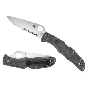 Spyderco C10PSFG Endura 4 Lightweight 3.75 Fold Part Serrated Satin VG-10 SS Blade/Foliage Green Bi-Directional Texturing FRN Handle Includes Pocket Clip, Knife