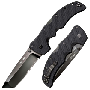 Cold Steel CS27BTH Recon 1 4 in Folding Part Serrated DLC Coated American S35VN Blade/ 5.38 in Black Textured G10 Handle Includes Belt Clip, Knife