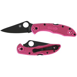 Spyderco C11FPPNS30VBK Delica 4 Lightweight 2.90 Fold Plain Black TiCN CPM S30V SS Blade/Pink Textured w/Black Accents FRN Handle Includes Pocket Clip, Knife