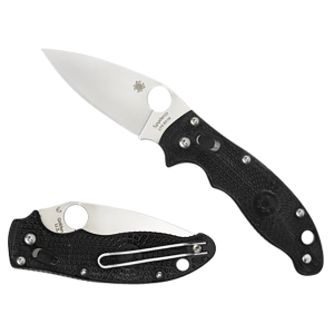 Spyderco C101PBK2 Manix 2 Lightweight 3.37 Fold Plain Satin CTS BD1 SS Blade/Black Bi-Directional Texturing FRCP Handle Includes Pocket Clip, Knife