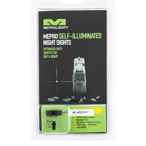 Meprolight USA 402243121 Hyper-Bright Green Tritium Yellow Outline Front Sight-Green Tritium Black Outline Rear Sight Glock 17/17L/19/22
