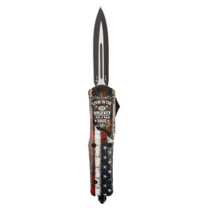 Templar Knife LNOR131 Gen II North Of Richmond Large 3.50 OTF Dagger Plain Black Oxide 440C SS Blade, 5.25 Red/White/Blue w/Rich Men North of Richmond Aluminum Handle, Glass Breaker, Knife - Templar Knife