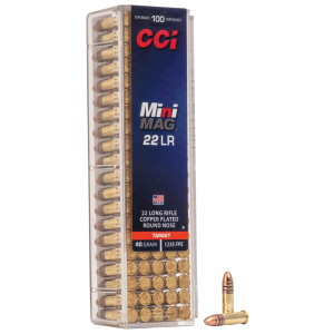 CCI 0030 Mini-Mag High Velocity 22LR 40gr Copper Plated Round Nose 100 Per Box/50 Case Rimfire Ammunition