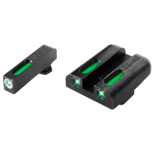 TruGlo TG13GL1A TFX Low Green/White Outline Fiber Optic/Tritium Front/Green Fiber Optic/Tritium Rear/Black Nitride Fortress Frame, Compatible w/Most Glock Except MOS, Front Post/Rear Dovetail Mount