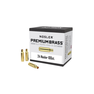Nosler 10085 Premium Brass Unprimed Cases 24Nosler, Rifle Brass 100/Box