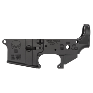 Spikes STLS015 Punisher Stripped Lower Receiver Multi-Caliber 7075-T6 Aluminum Black Anodized for AR-15