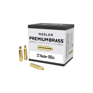 Nosler 10067 Premium Brass Unprimed Cases 22Nosler, Rifle Brass 100/Box