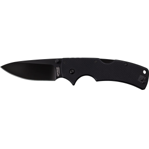 Cold Steel CS58B American Lawman 3.50 in Folding Plain Drop Point Polished w/DLC Coating American S35VN Blade/Black Contoured G10 Handle, Knife